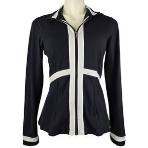 Lululemon Women's Vintage Zip Up Jacket Luon Black White Stripe Colorblock 8